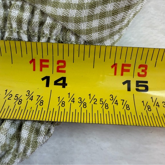 Bohme Green Gingham Smocked Puff Sleeve Midi Dress with Back Bow Cottagecore - Picture 10 of 11